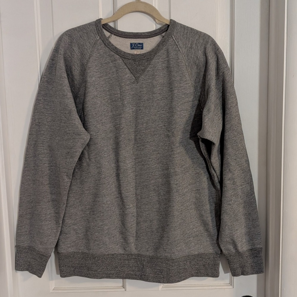 J Crew Vintage Fleece‎ Men's Pullover Sweatshirt LARGE Basic Thick Crewneck Gray